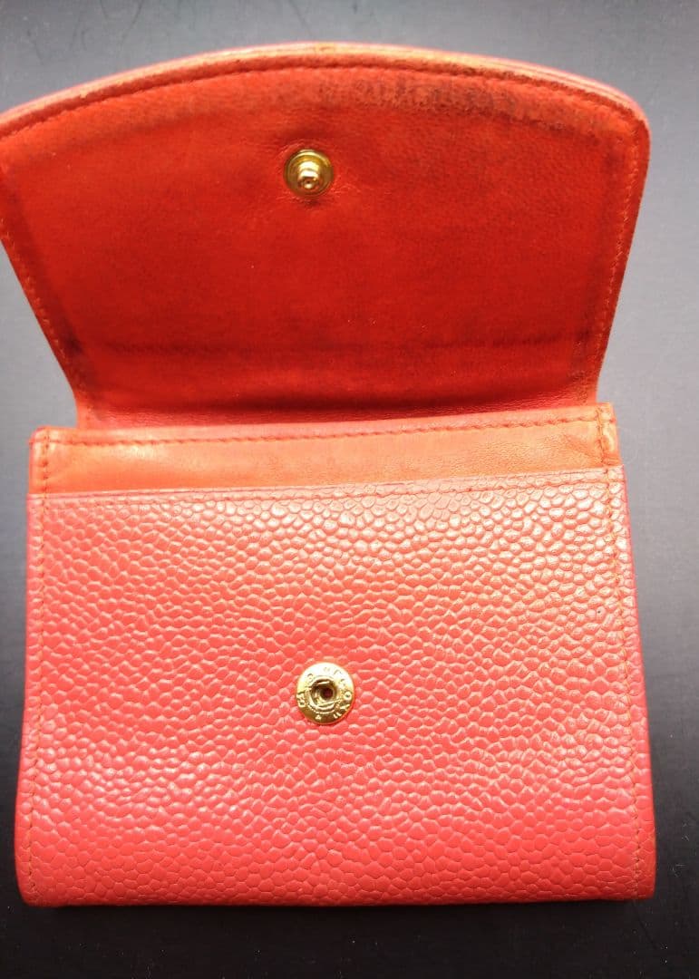 CHANEL ケース 小銭入れ 財布 ココマーク キャビアスキン 赤