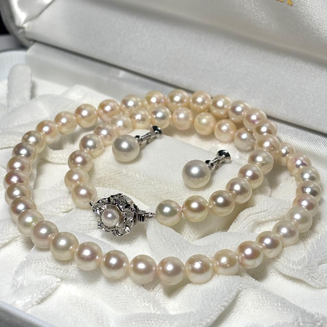 【テリ強】あこや真珠　ネックレス　7.0-7.5mm 41cm パール