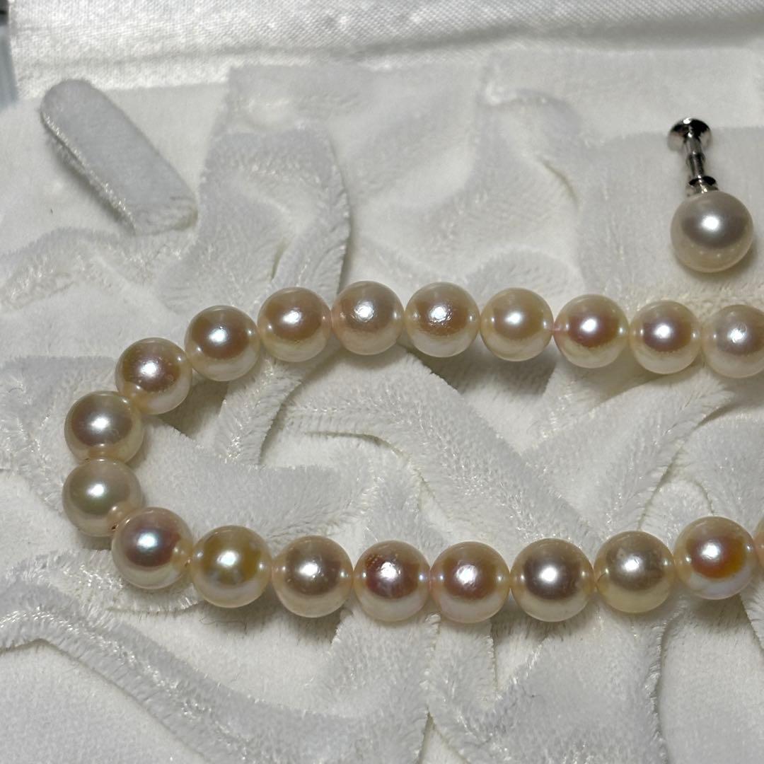 【テリ強】あこや真珠　ネックレス　7.0-7.5mm 41cm パール