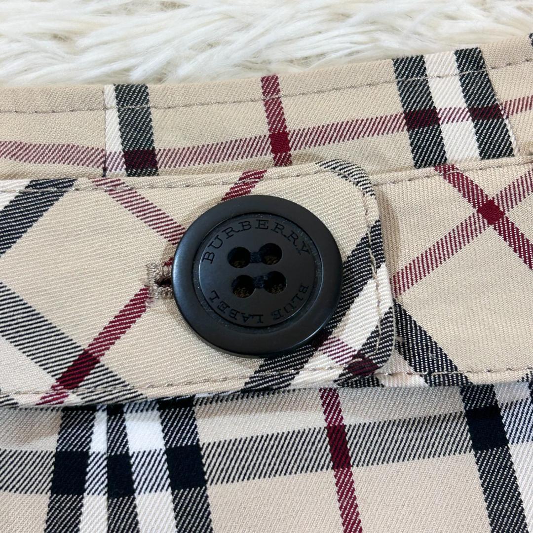 人気　バーバリーブルーレーベル　ミニスカート　ノバチェック　ベルト　プリーツ　S