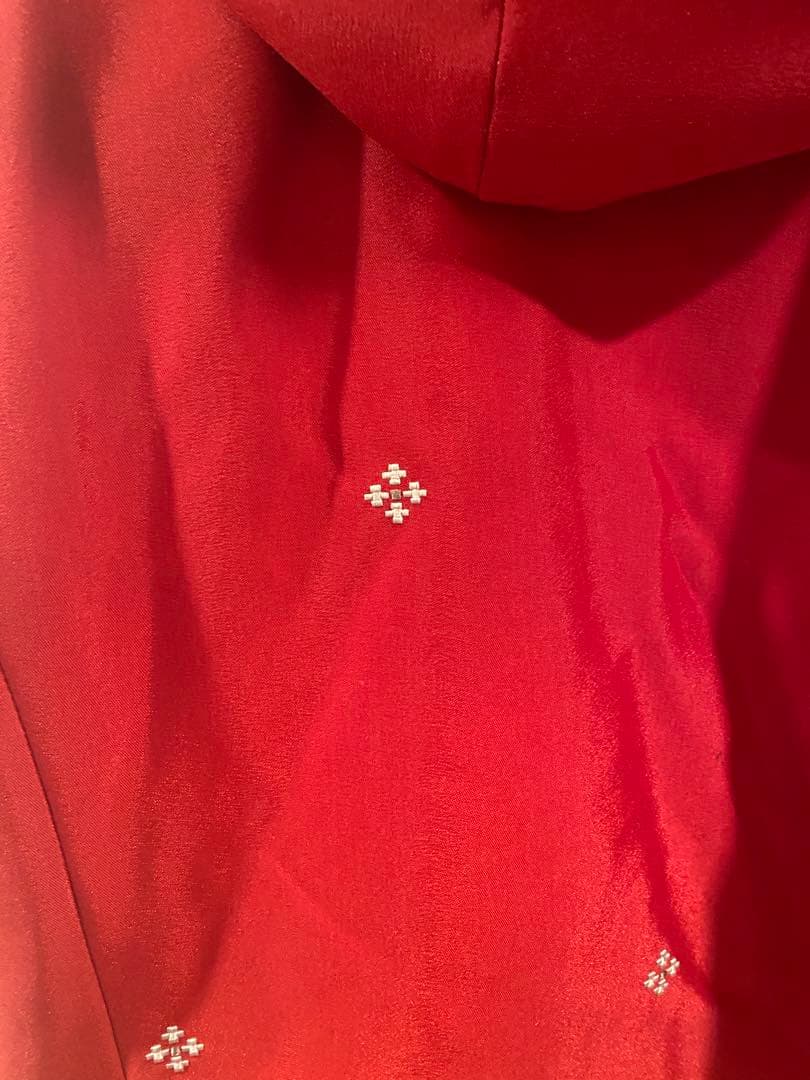 美品！クリーニング済み！スキーウェア赤いファー付きジャケットとパンツセット