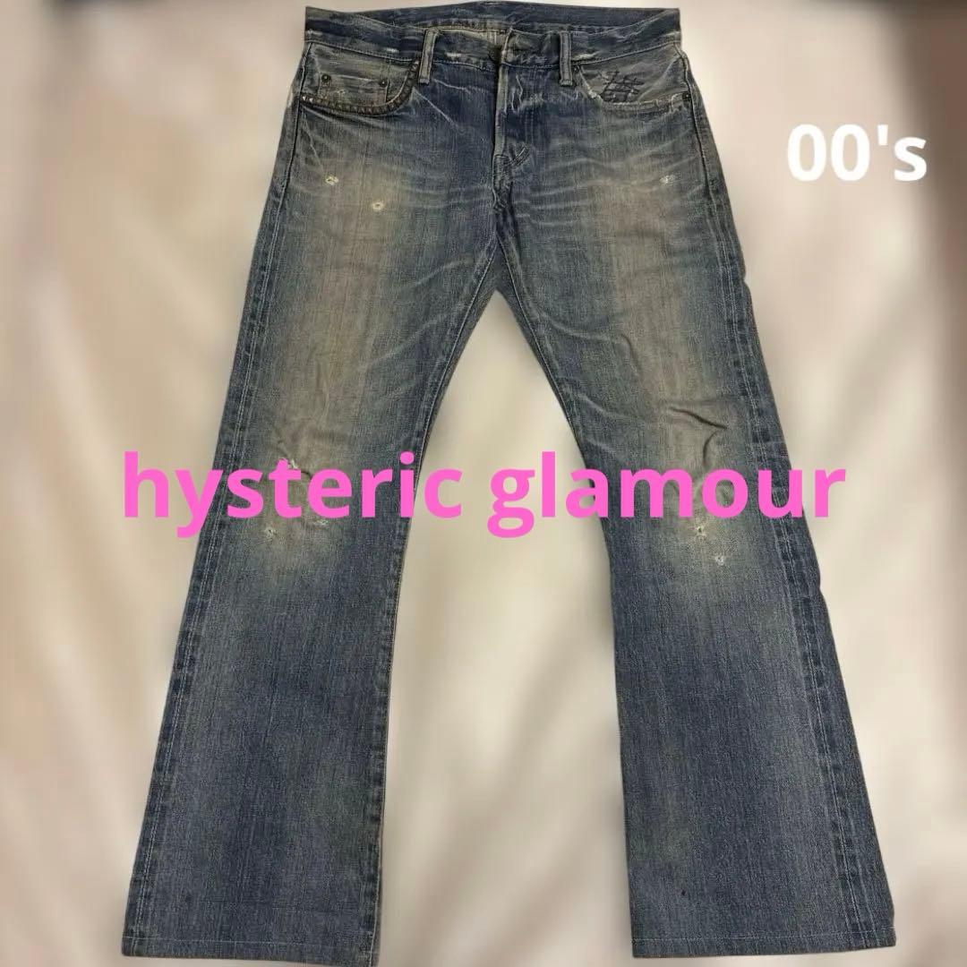ヒステリックグラマー　刺繍　ローライズ　フレアデニム　00's 希少