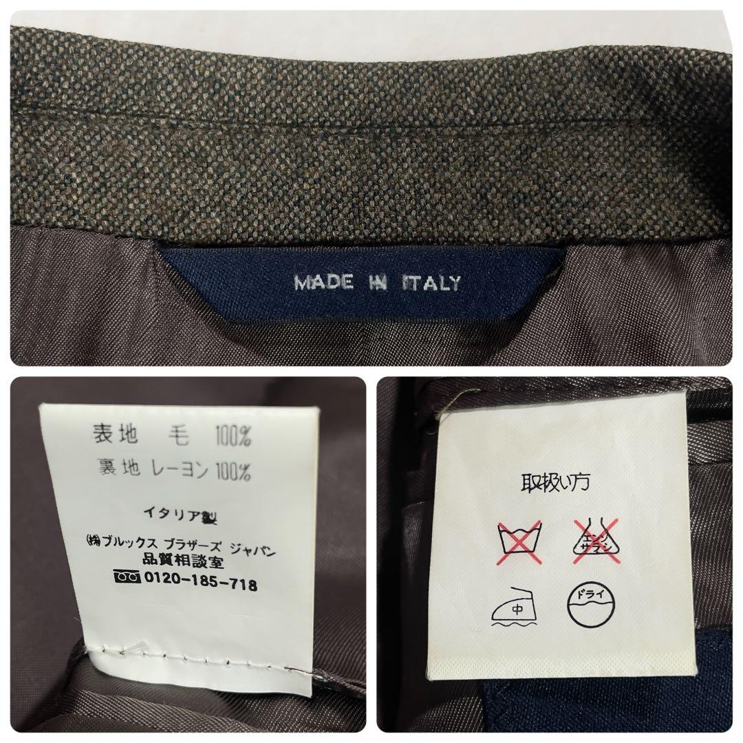 美品 ブルックスブラザーズ ツイードウール テーラードジャケット L ブラウン