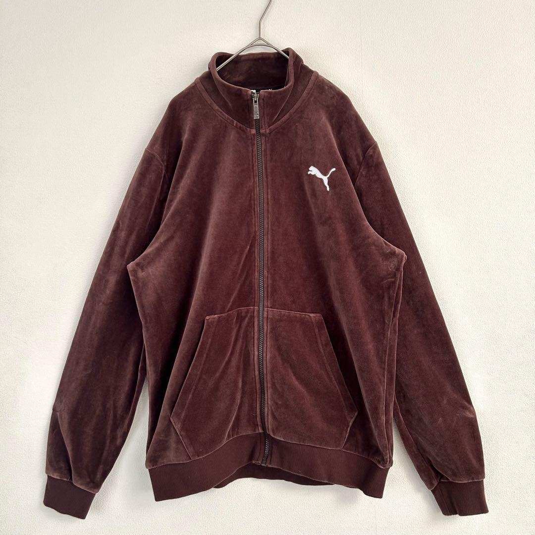 【人気カラー】PUMA セットアップ　ベロア　ロゴ刺繍　ブラウン　美品