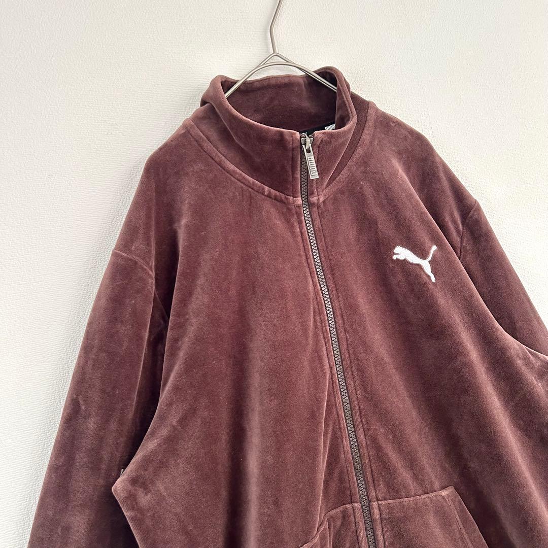 【人気カラー】PUMA セットアップ　ベロア　ロゴ刺繍　ブラウン　美品