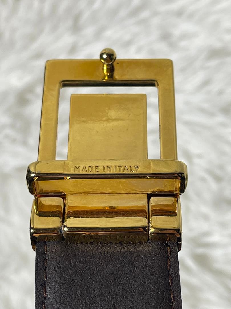 美品　CELINE セリーヌ ゴールドバックル 本革　レザーベルト ブラック