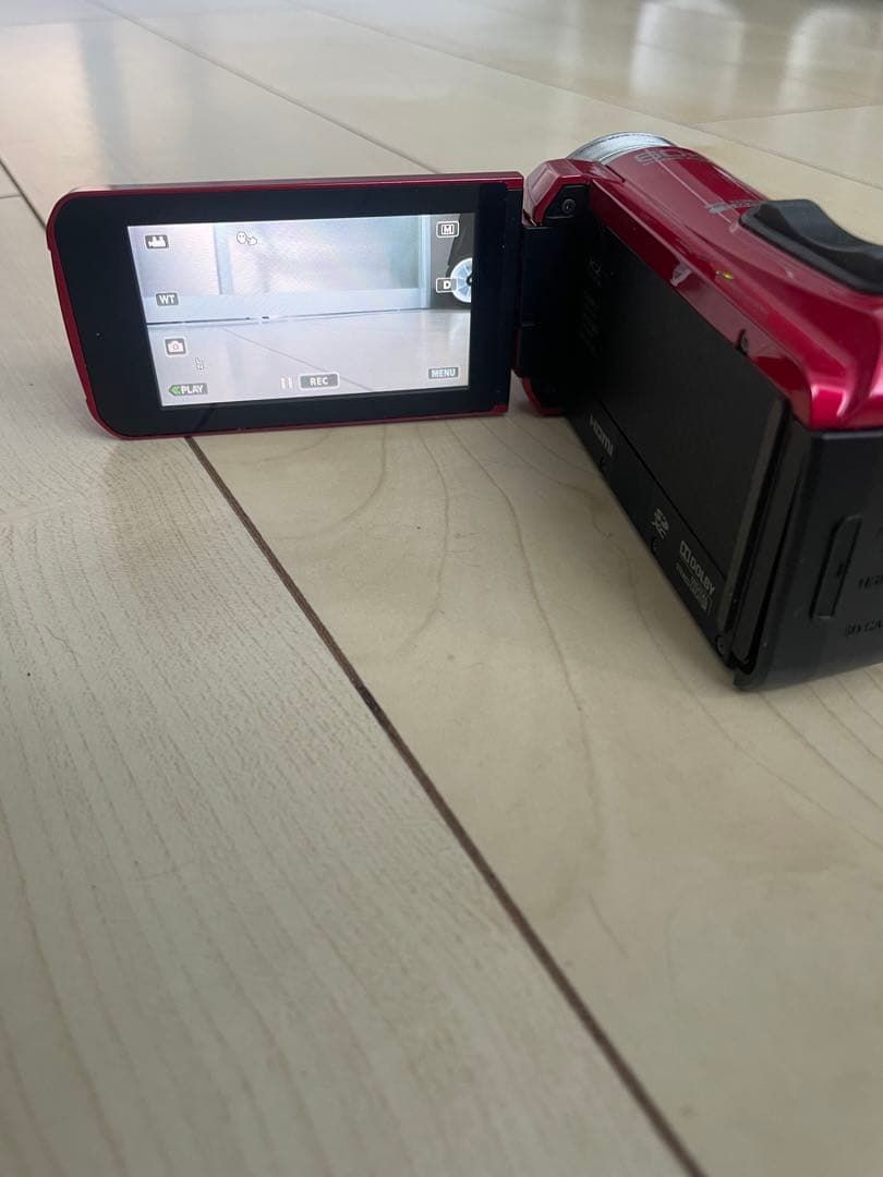JVC ビデオカメラ 防水 GZ-RX130-R レッド 充電器