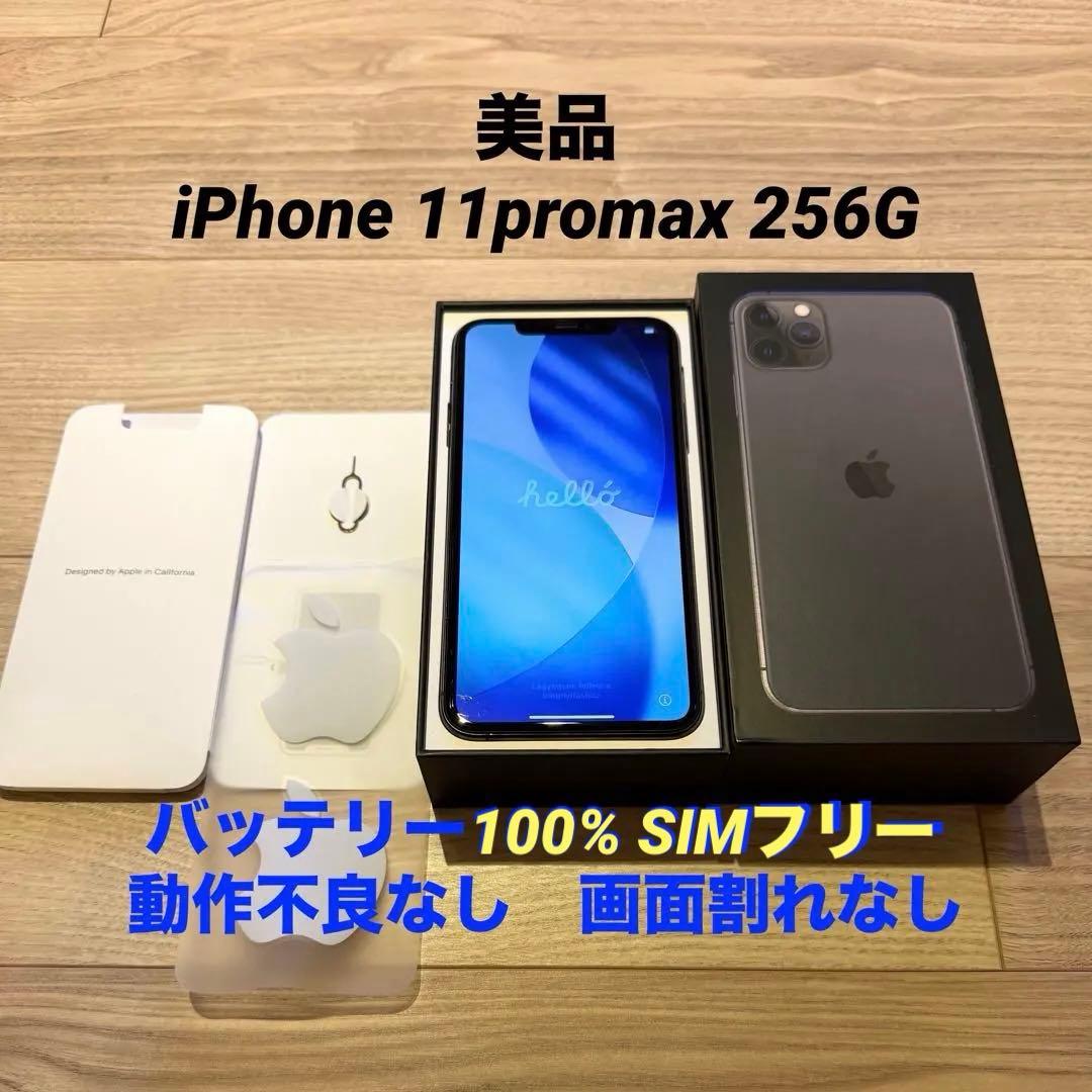 【美品】iPhone 11ProMaxスペースグレイ本体256GB 箱付き