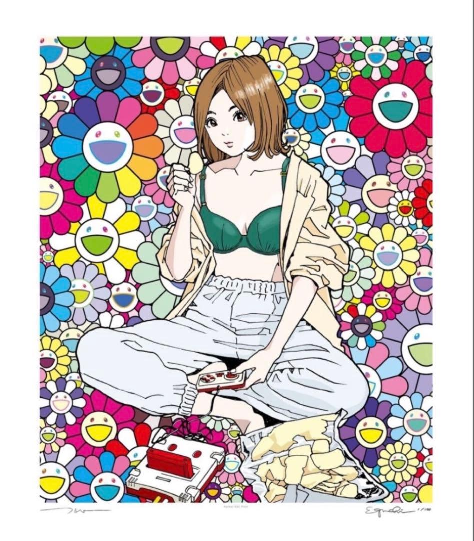 江口寿史・村上隆エディションサイン入りコラボレーション版画「famicom」