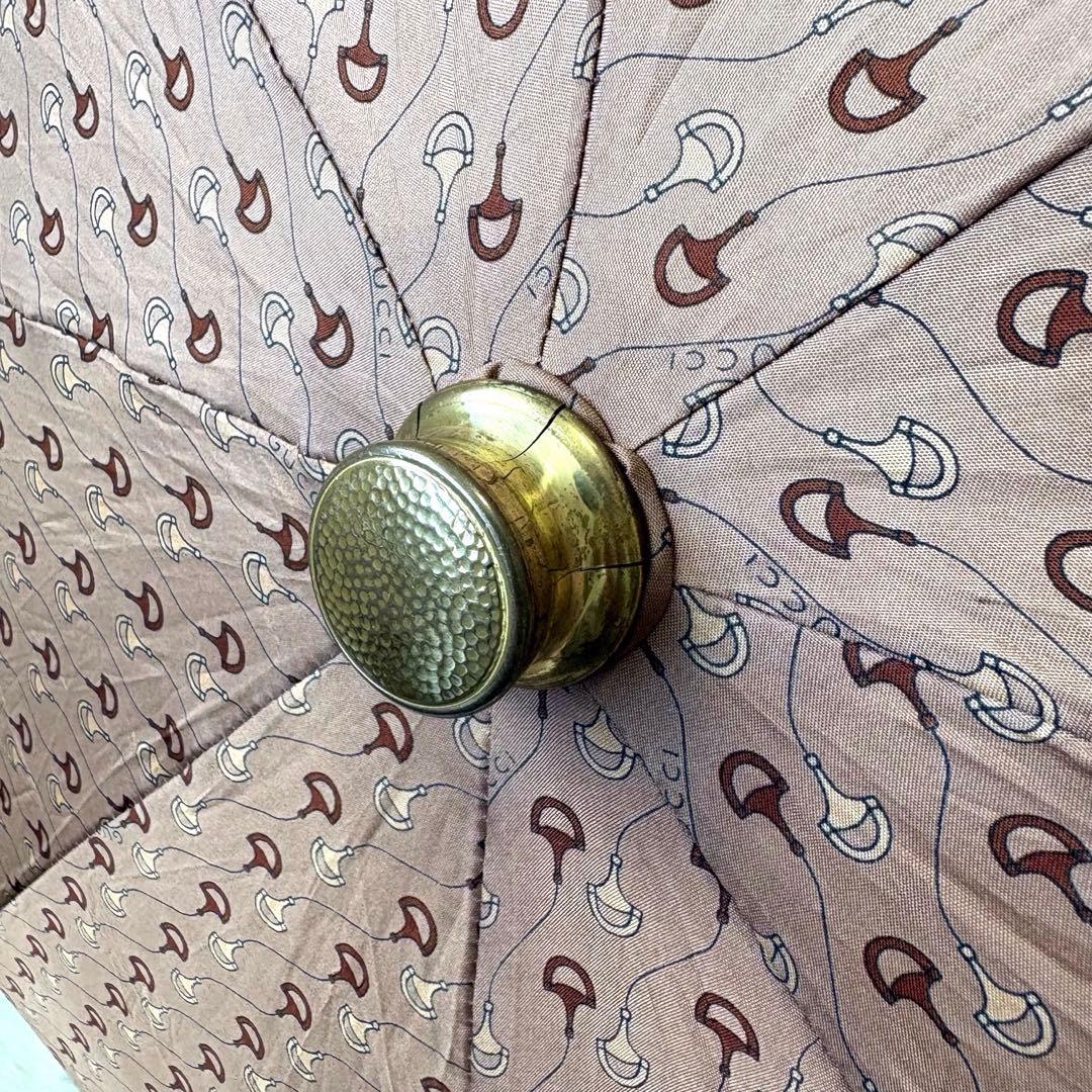 【美品】GUCCI グッチ　ホースビット　ゴールド金具　長傘　高級　ヴィンテージ