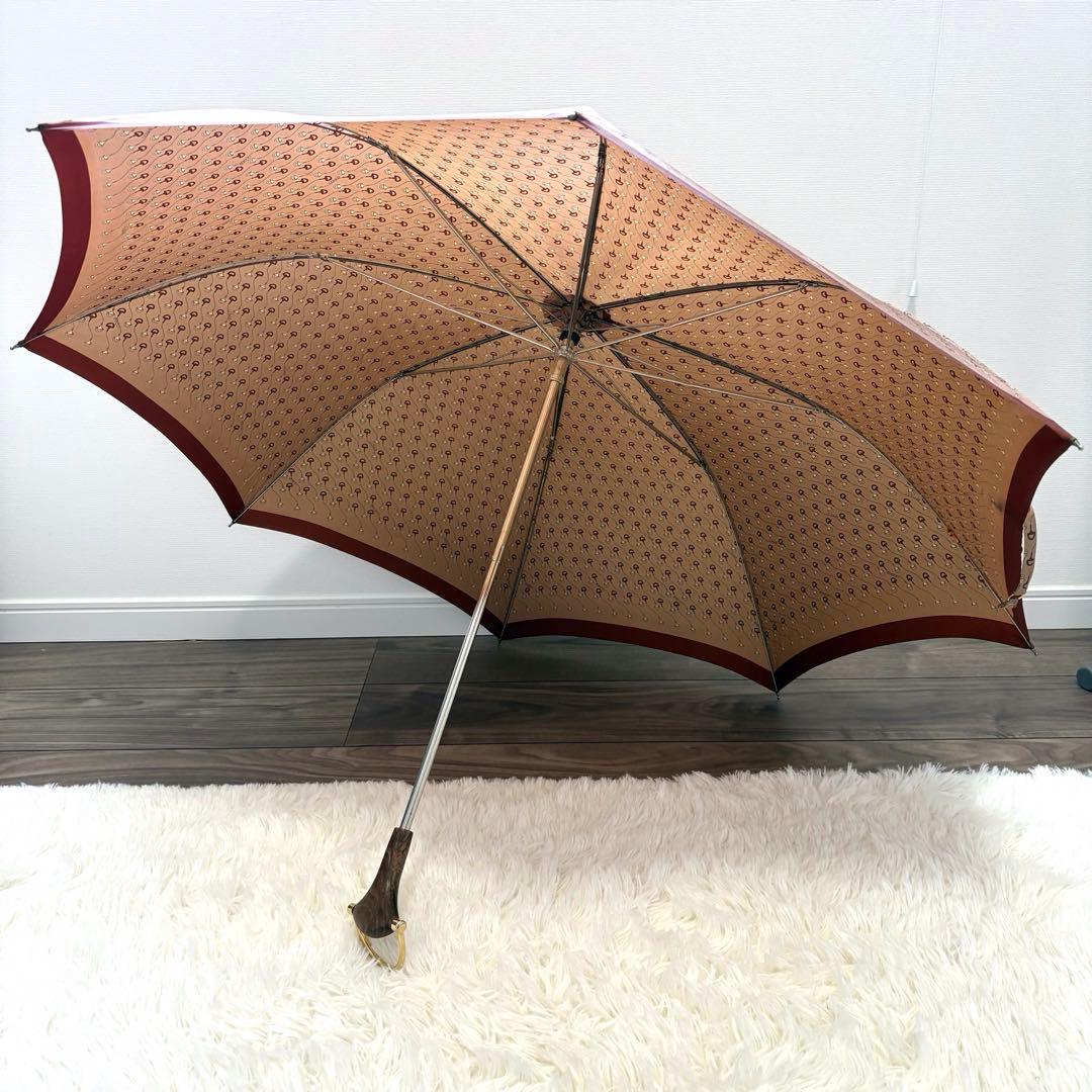 【美品】GUCCI グッチ　ホースビット　ゴールド金具　長傘　高級　ヴィンテージ