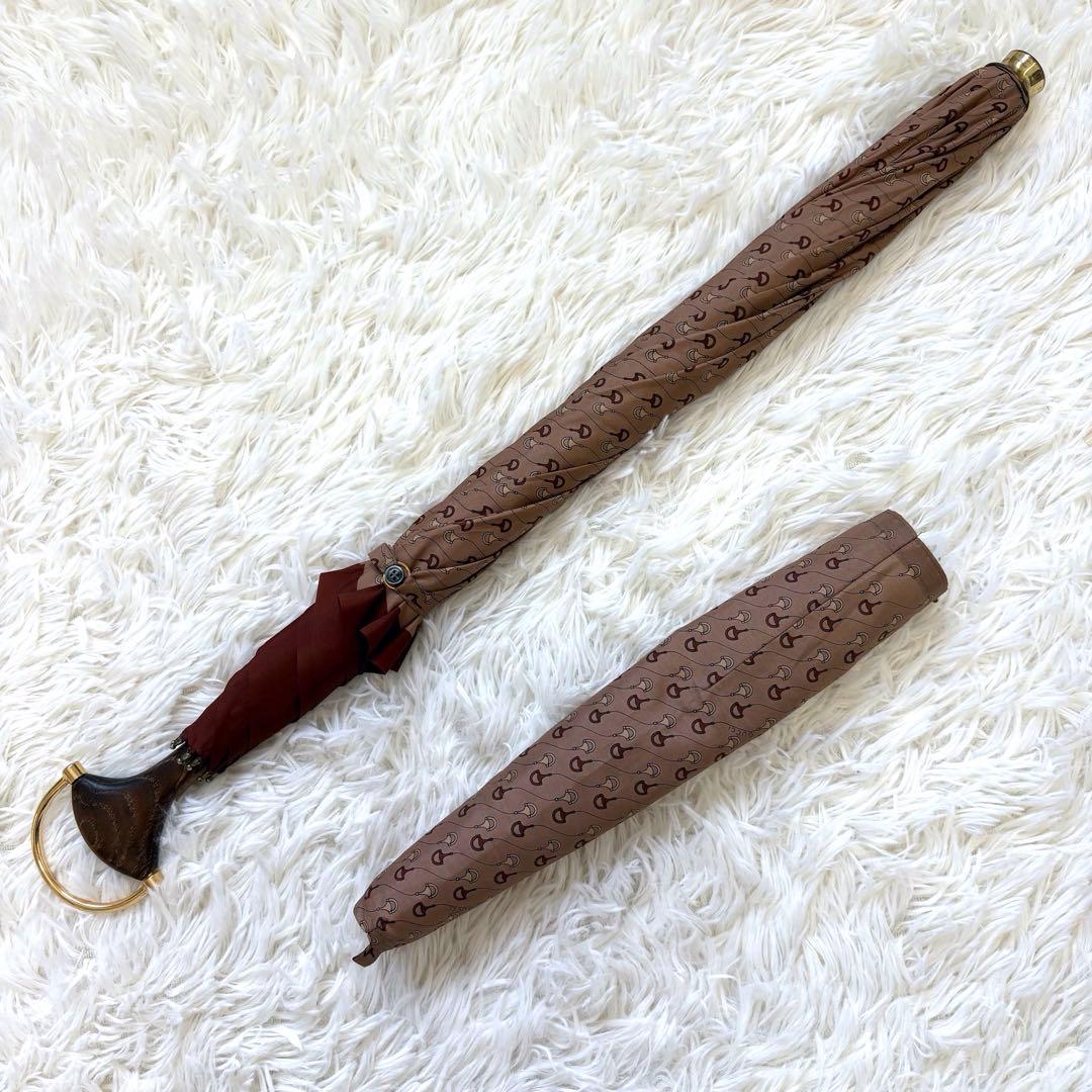 【美品】GUCCI グッチ　ホースビット　ゴールド金具　長傘　高級　ヴィンテージ