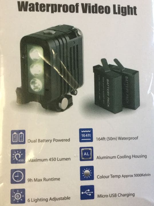 Gopro 用 水中ライト 50m防水　保証付き