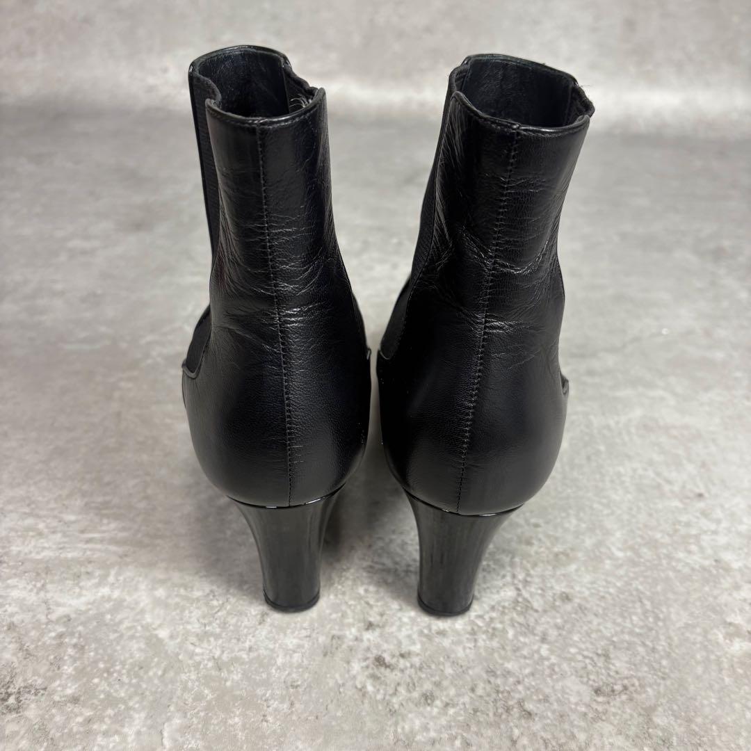 シャネル　CHANEL ココマーク　レザー　サイドゴア　ブーツ　ブラック　38C