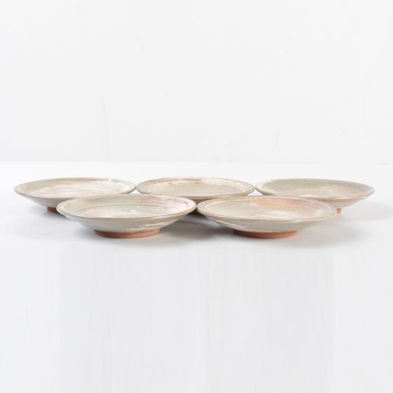 丹山窯　小峠葛芳造　三島手花文　菓子皿　五客　共箱　V　4443