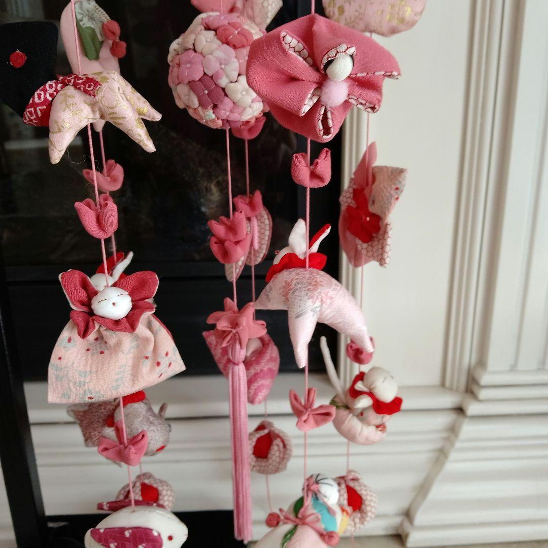 吊るし飾り　雛人形　ちりめん細工 吊るし雛　 ハンドメイド　2個掛台付
