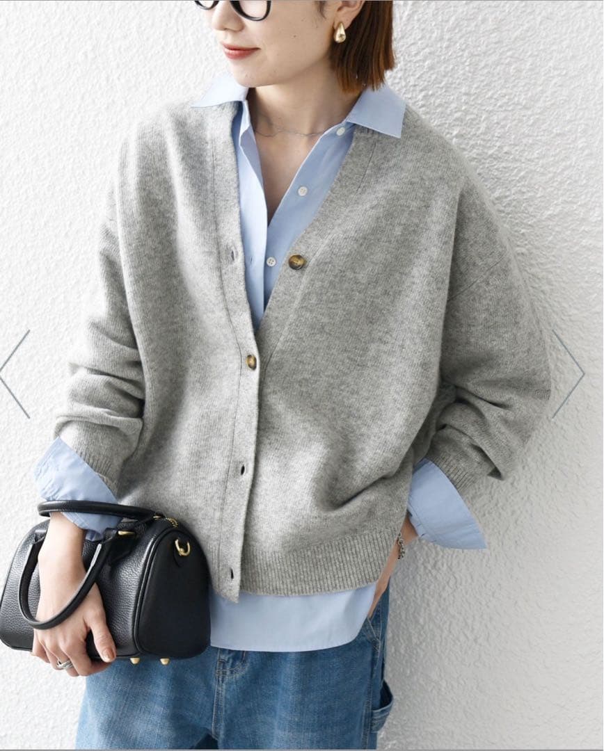 SHIPS any ライトグレー カーディガン