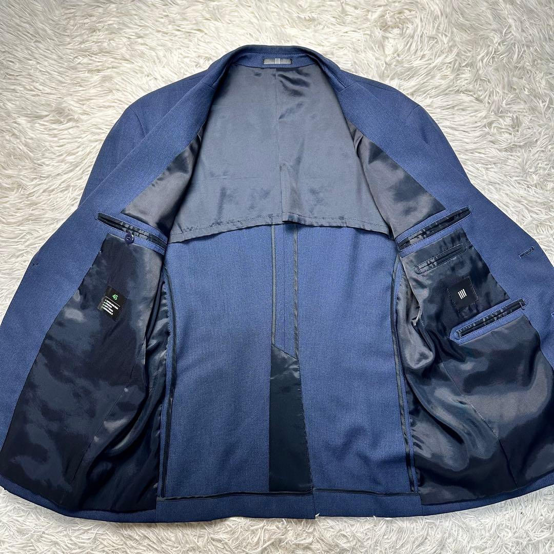 極美品 スーツセレクト 4S スリーピース ネイビー 洗濯可 セットアップAB4