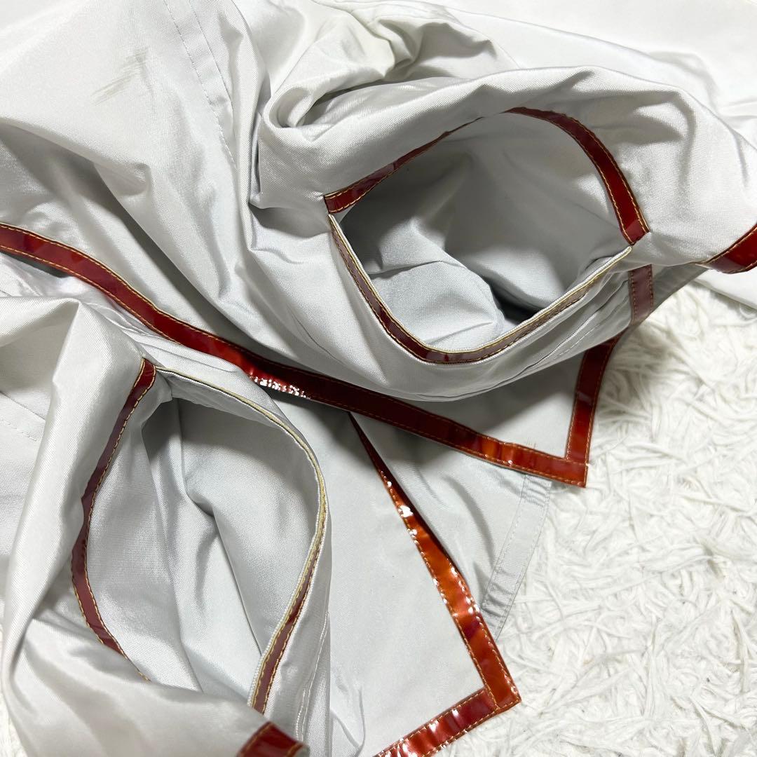 13429 CHANEL パテントレザーパイピングノーカラージャケット