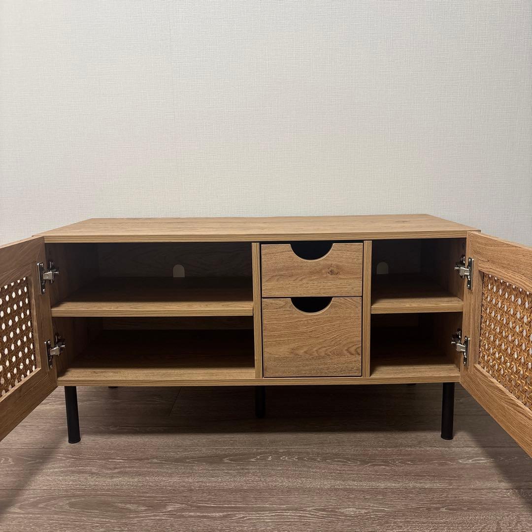 LOWYAラタン調テレビ台 2段収納タイプ [幅90]