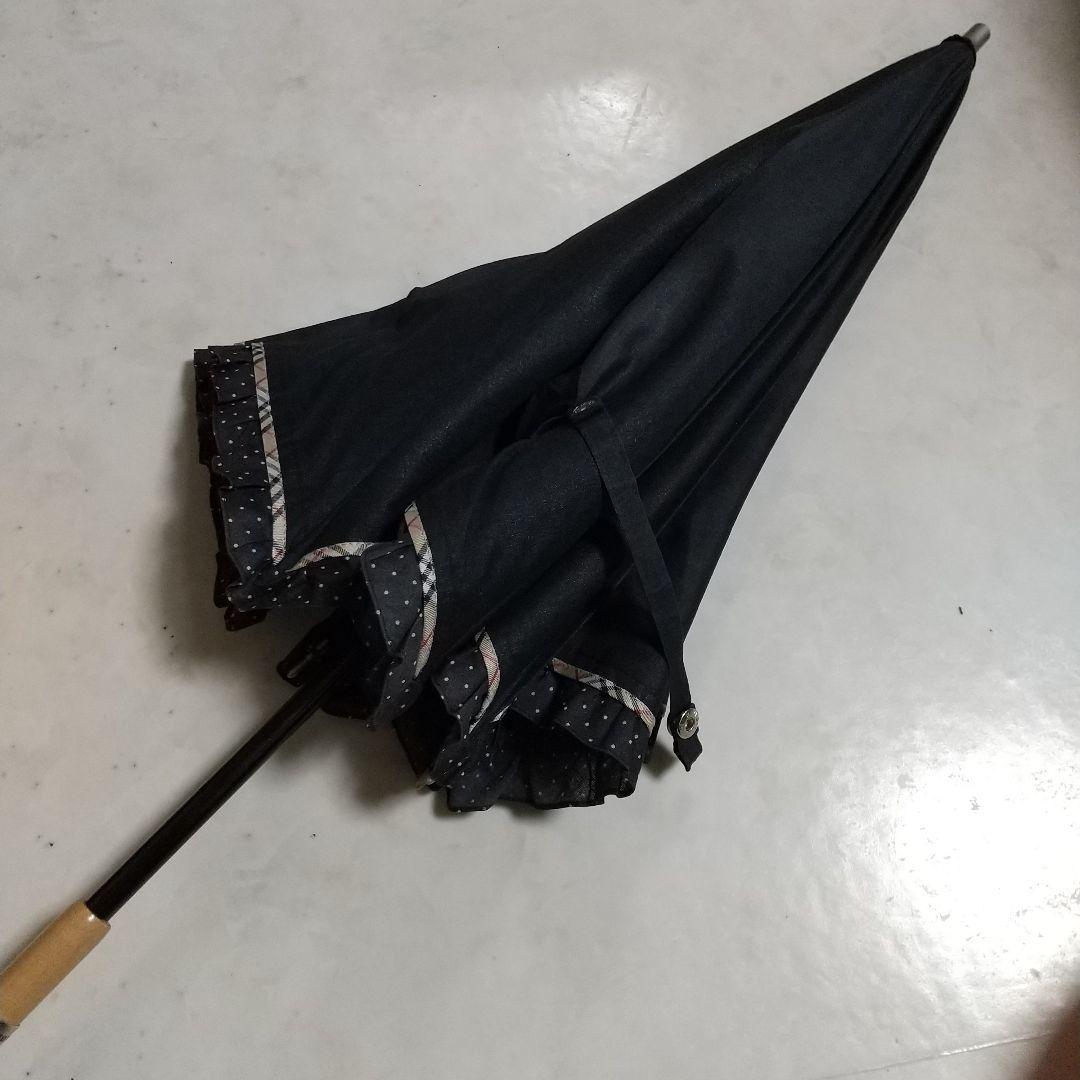 美品 BURBERRY 晴雨兼用 騎士 黒無地 ドット ノバチェック 傘