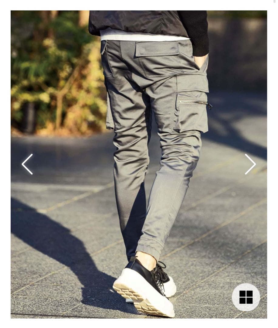 ダークグレー スリムフィット カーゴパンツ　XL