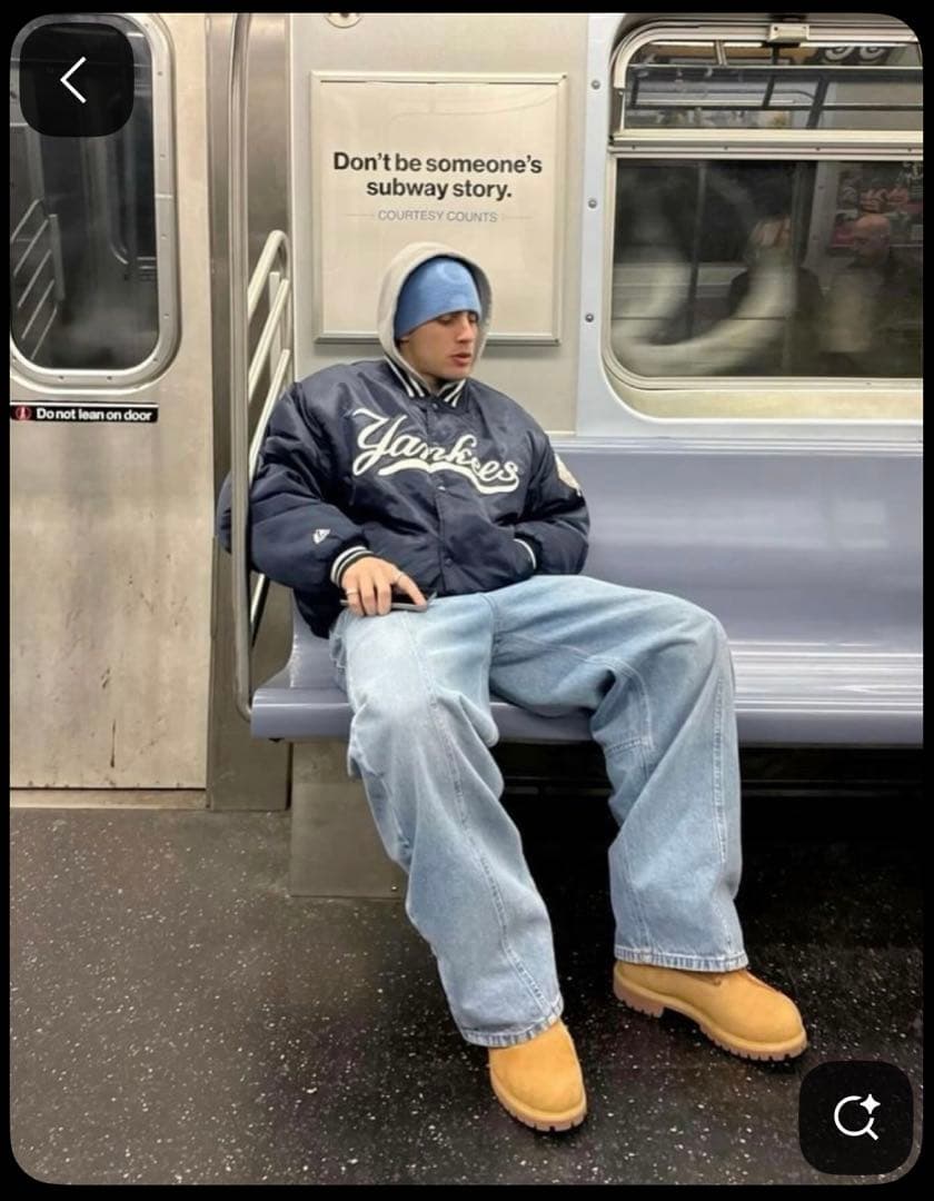 Yankees サテンジャケット ネイビー