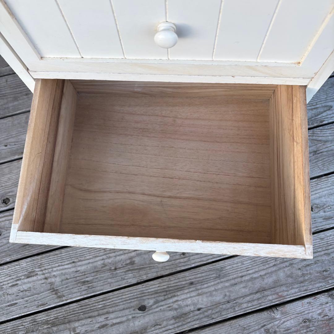 北欧レトロ カントリー家具 木製チェスト 4段 収納家具 ホワイト アンティーク