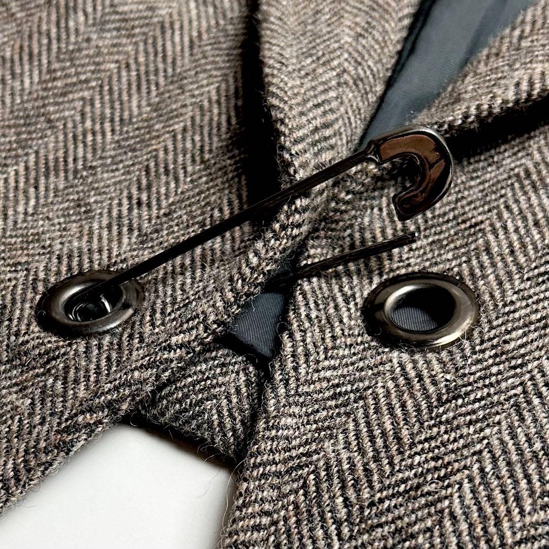 80s【美品】トリココムデギャルソン/ショート丈ヘリンボーンジャケット/安全ピン