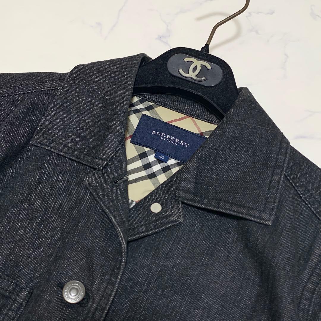 【美品　極希少XL！】バーバリーロンドン　デニムジャケット　ノバチェック　灰色
