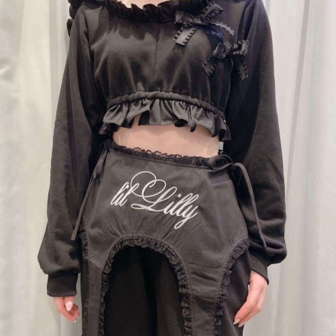 ♡ lilLilly S/S ガータースウェットパンツ Black