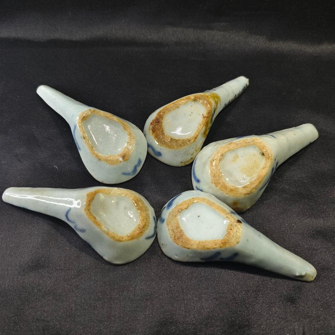 中国骨董 染付レンゲ 手描き 古美術品 アンティーク 時代物 コレクター放出美品