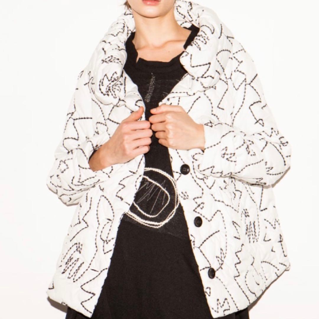 慈雨　センソユニコ　中綿コート　ジャケット　総刺繍　ステッチ　スタンドカラー