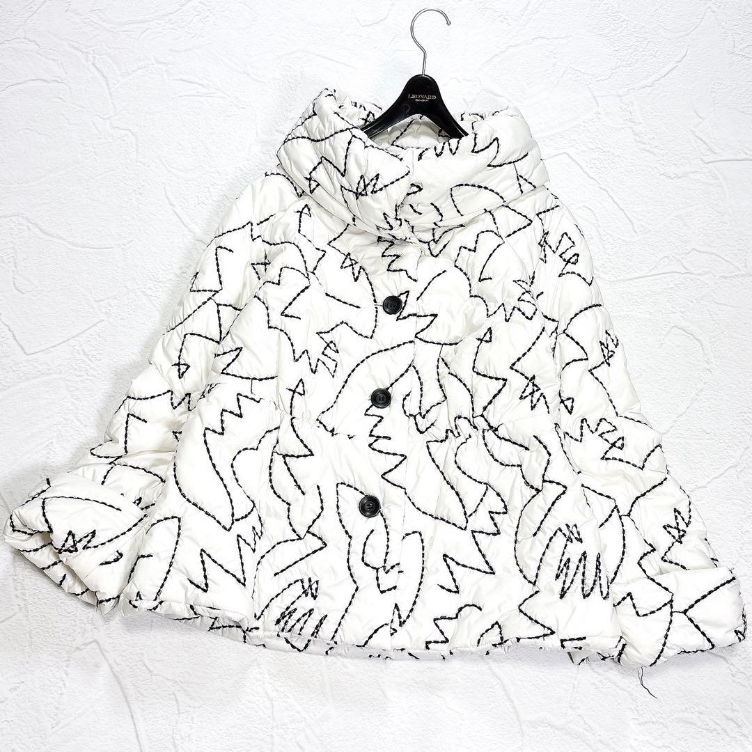 慈雨　センソユニコ　中綿コート　ジャケット　総刺繍　ステッチ　スタンドカラー