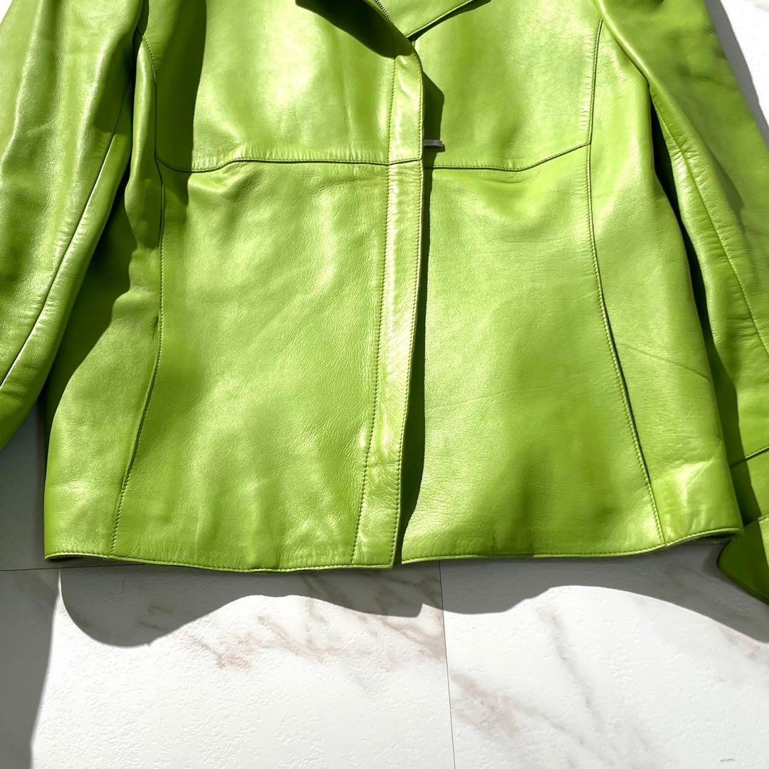 美品希少色✨AKRIS アクリス　ラムナッパレザー　シングルジャケット