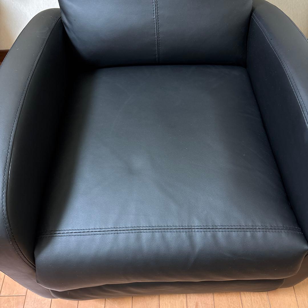 【 直接引取希望 】リクライニングチェアー 1人用 ブラック 合成皮革