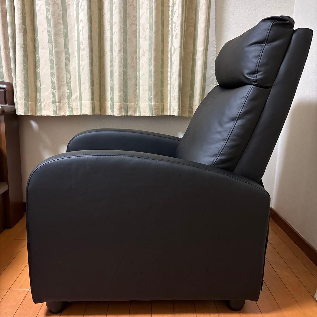 【 直接引取希望 】リクライニングチェアー 1人用 ブラック 合成皮革