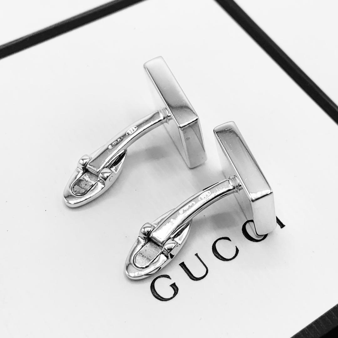 【超美品】GUCCI カフス　冠婚葬祭　オシャレ　925 スクエア　ロゴ