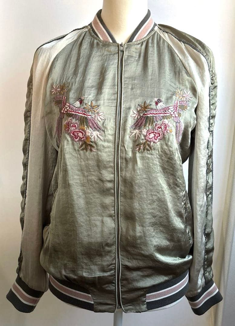 美品✨【ZARA】 梨花着用モデル 高級 スカジャン 鳳凰刺繍　サテン