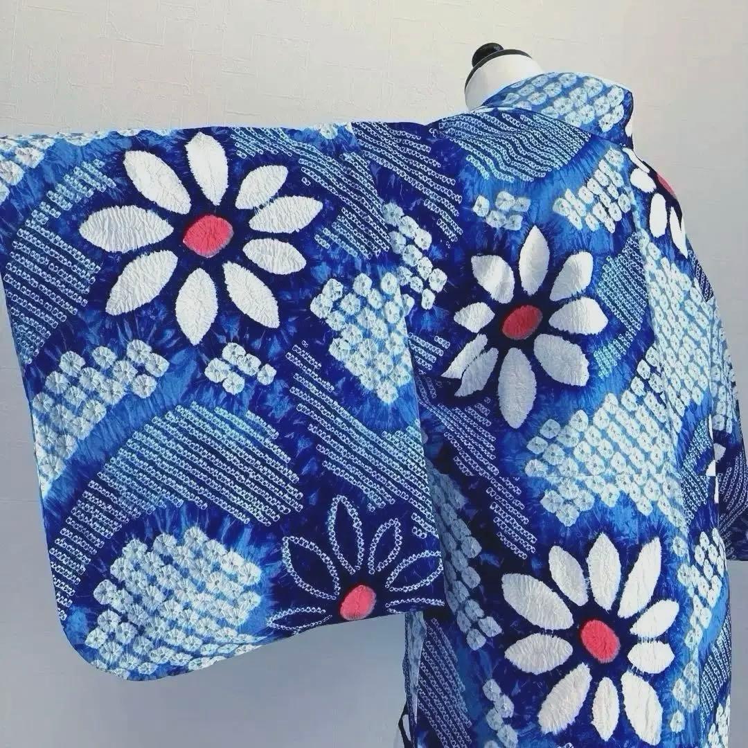 うさぴよ☆ 有松鳴海絞り浴衣　蜘蛛絞り浴衣　未使用　絞り浴衣　N150