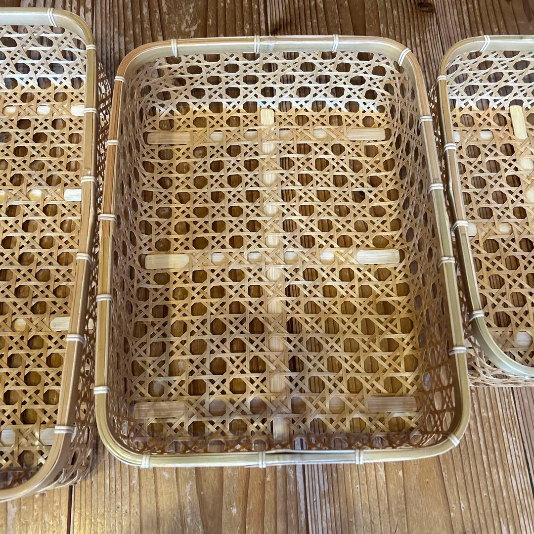 竹細工　カゴ　重なる3点セット
