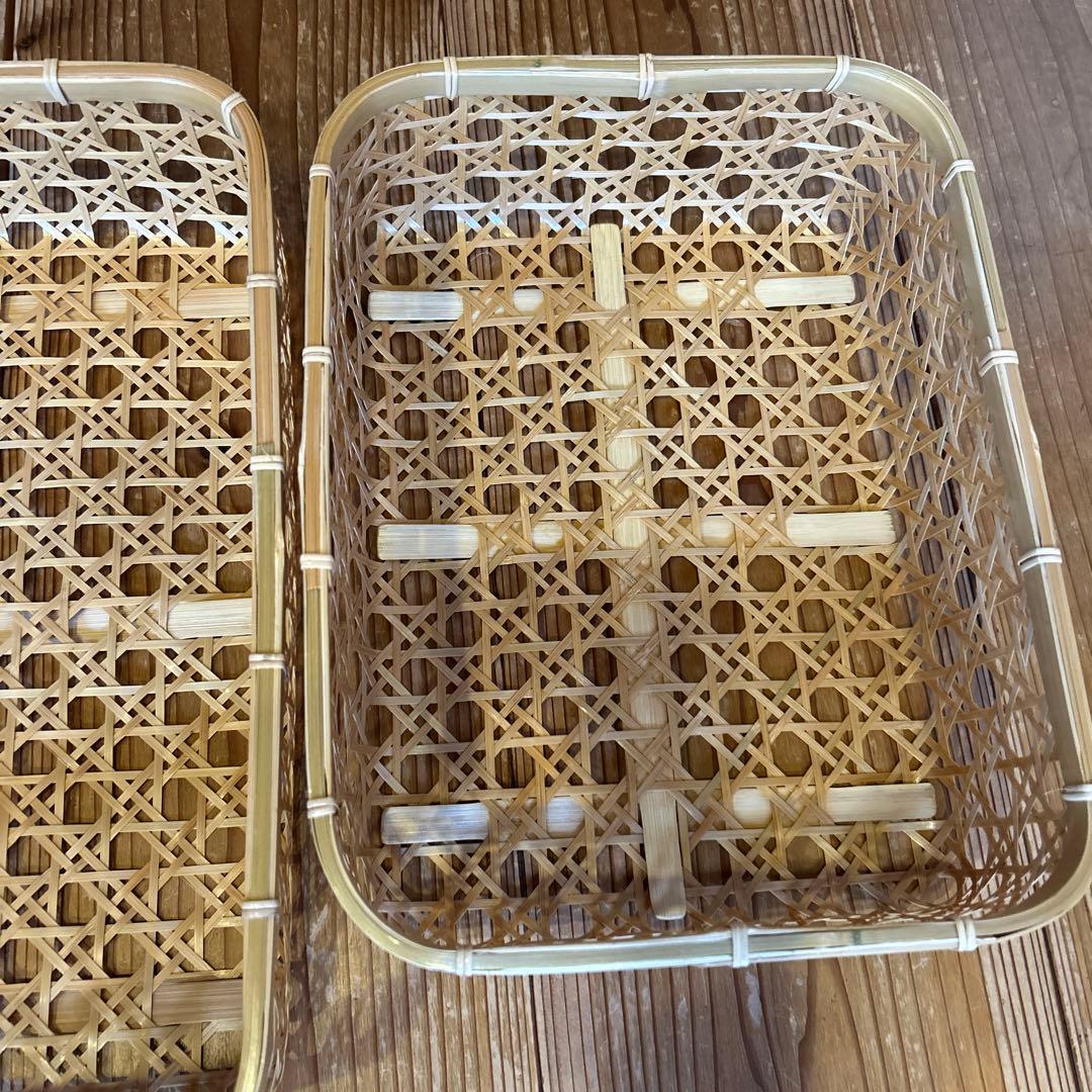 竹細工　カゴ　重なる3点セット