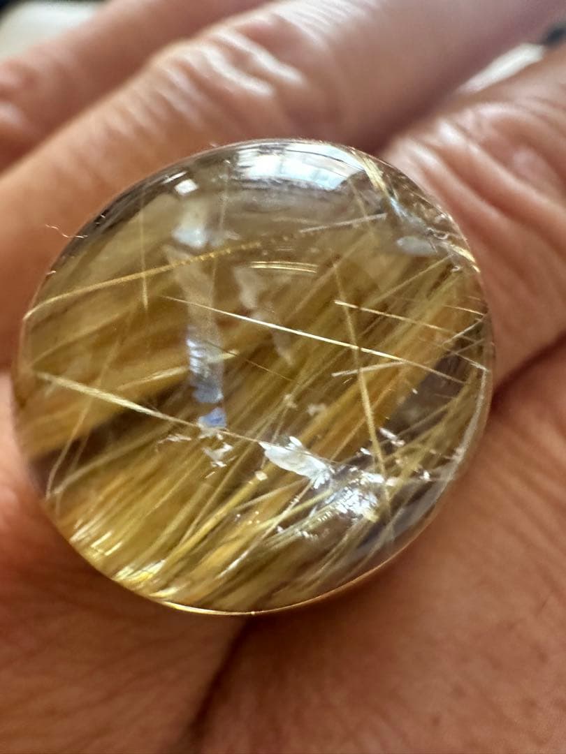 K18ルチルクォーツ 指輪 金運 パワーストーン