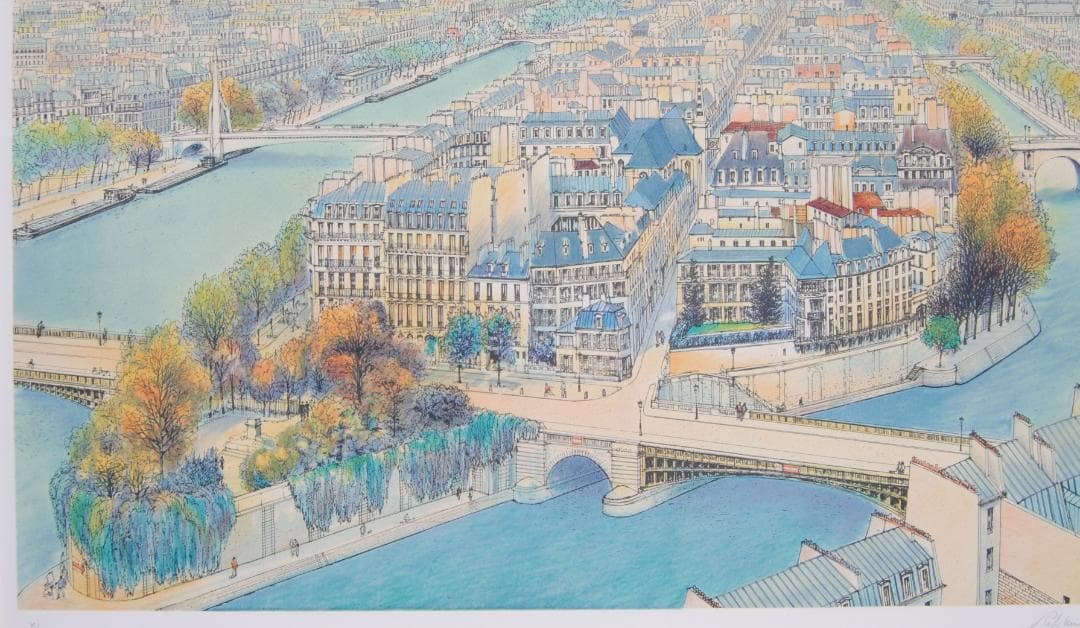 ロルフ ラフルスキー 「 セーヌの流れ 」 リトグラフ フランス パリ 風景画