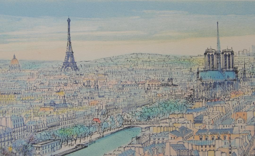 ロルフ ラフルスキー 「 セーヌの流れ 」 リトグラフ フランス パリ 風景画