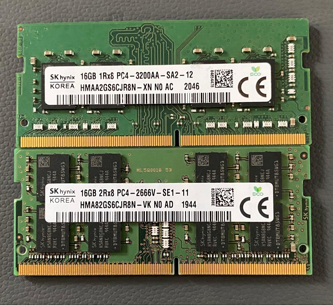 メモリー SKhynix (16GBx2)PC4 - 3200AA 2666V 32GB