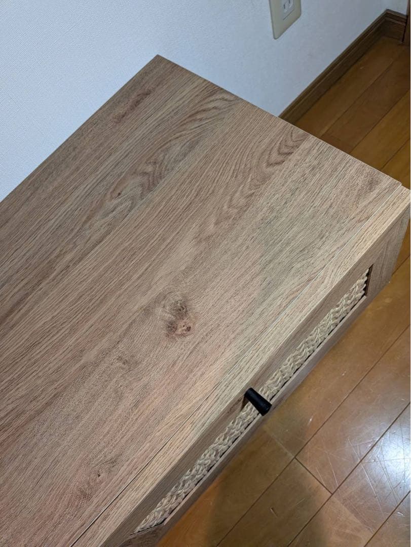 ■送料込■LOWYA ラタン調 木製テレビボード 机TV台 ラックローデスク収納