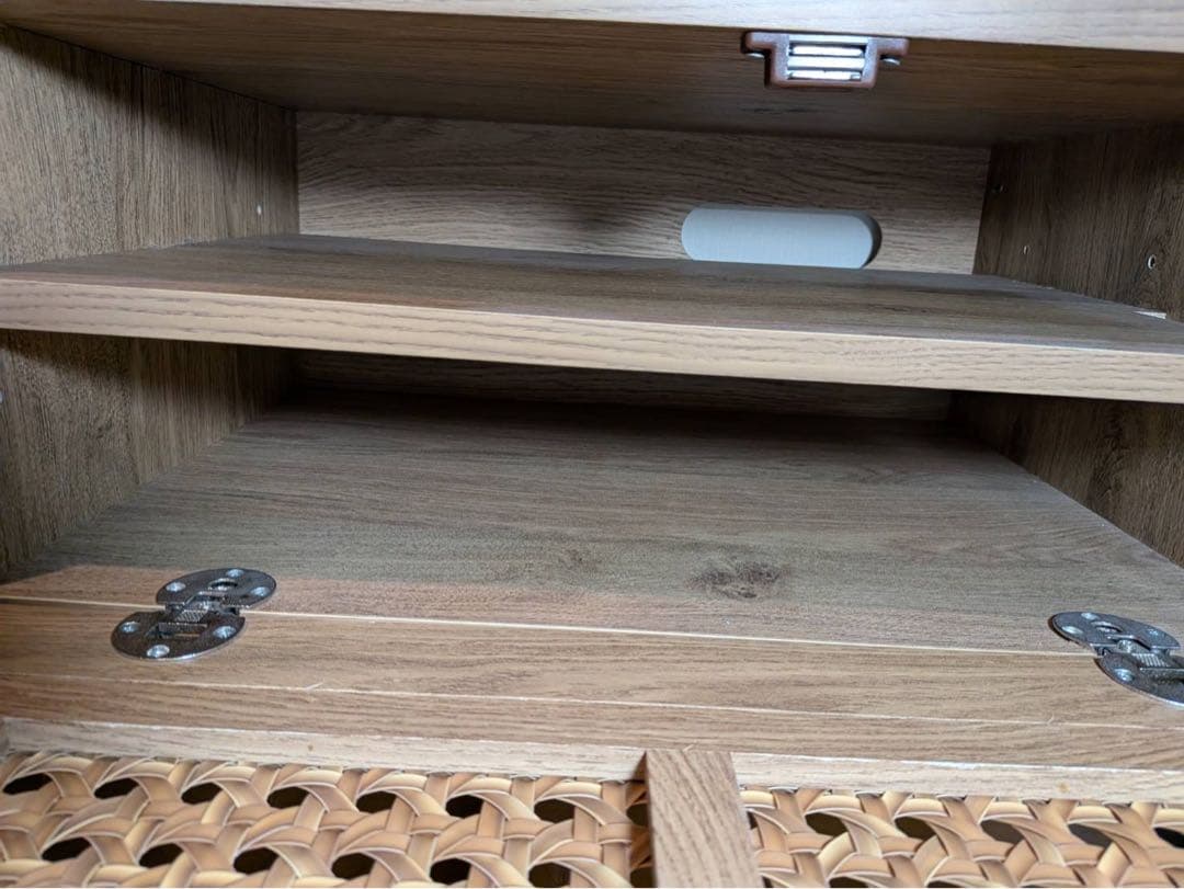 ■送料込■LOWYA ラタン調 木製テレビボード 机TV台 ラックローデスク収納