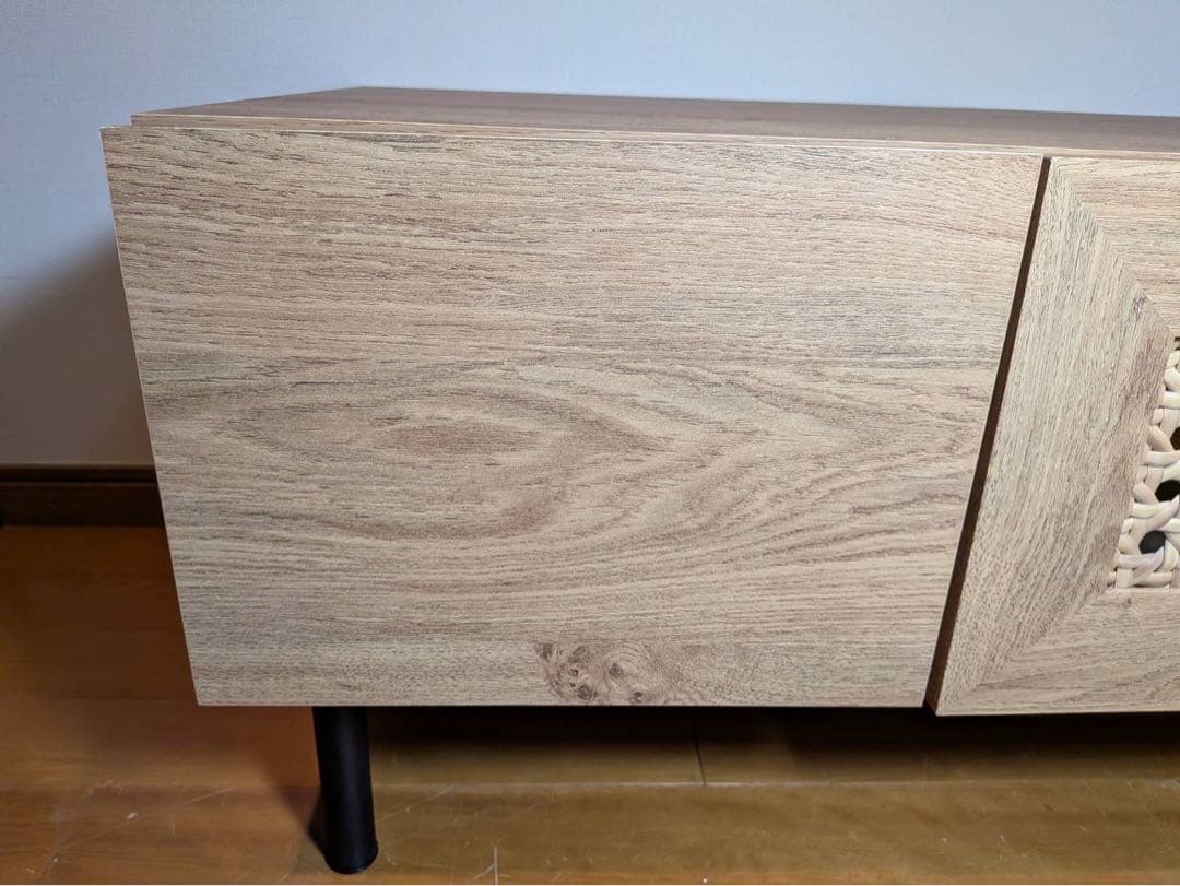 ■送料込■LOWYA ラタン調 木製テレビボード 机TV台 ラックローデスク収納