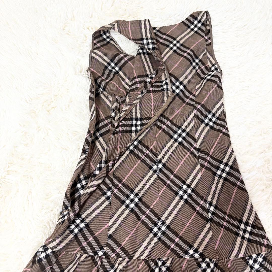 バーバリーブルーレーベル カシュクール ノバチェック ワンピース ウエストリボン